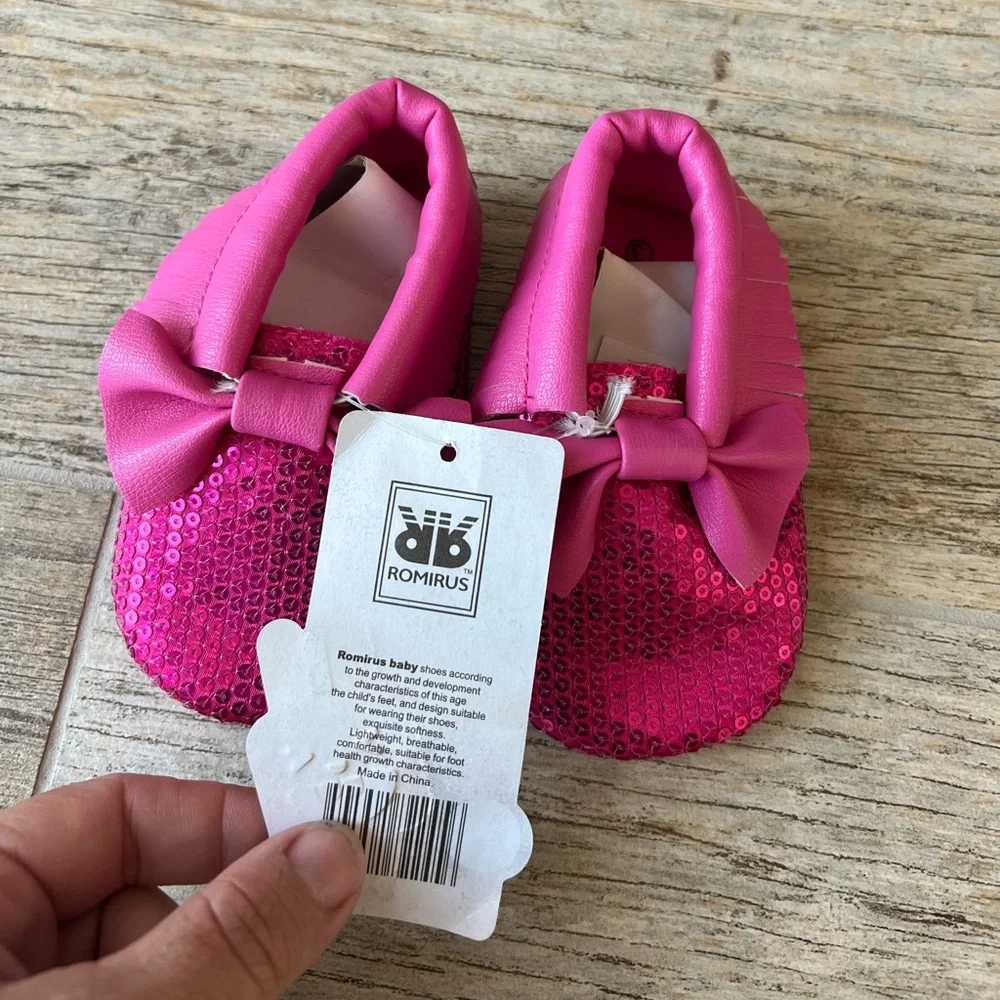Hot pink sequin moccasin